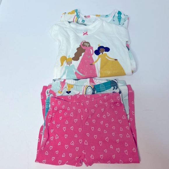 Carters Just One You Baby Girl 4 pc Princess Snug Fit Pink White Pajama Set NEW - Picture 14 of 15
